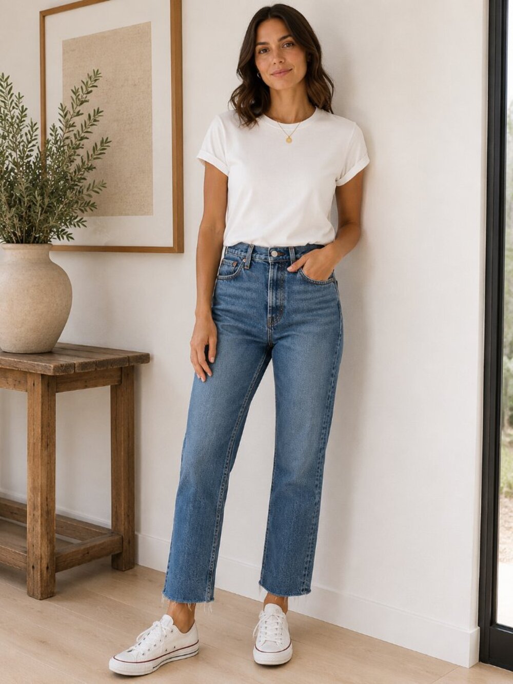 Levi's Women's High-Rise Straight Leg Jeans in Medium Blue Denim